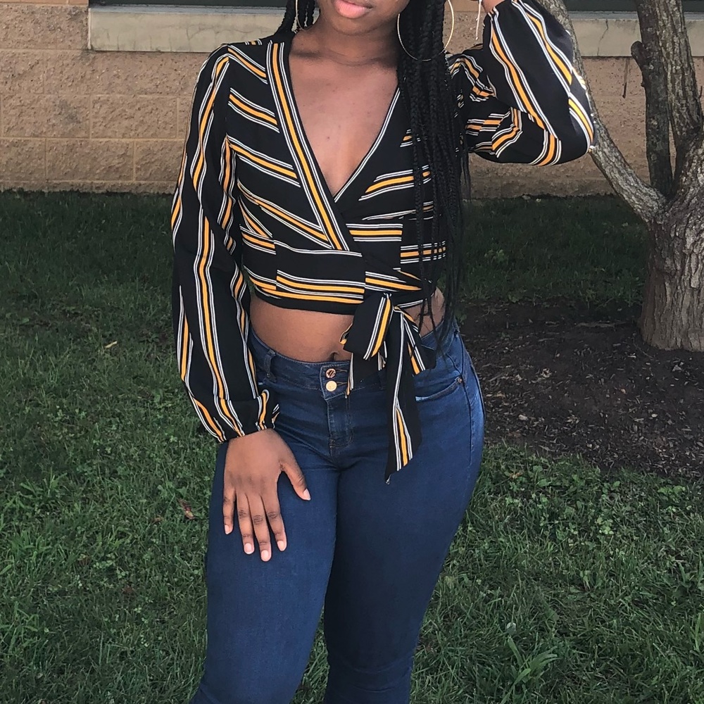 Striped surplice top